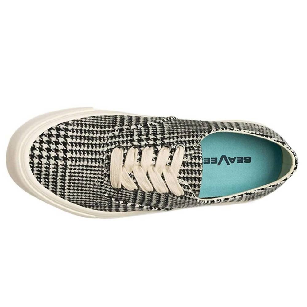 NEW SEAVEES women's legend sneaker highlands in black/white woven houndstooth - Picture 4 of 5